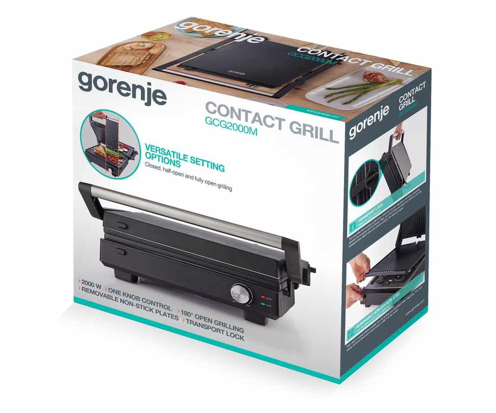 Daudzfunkcionāls grils Gorenje GCG2000M, Atvērts un