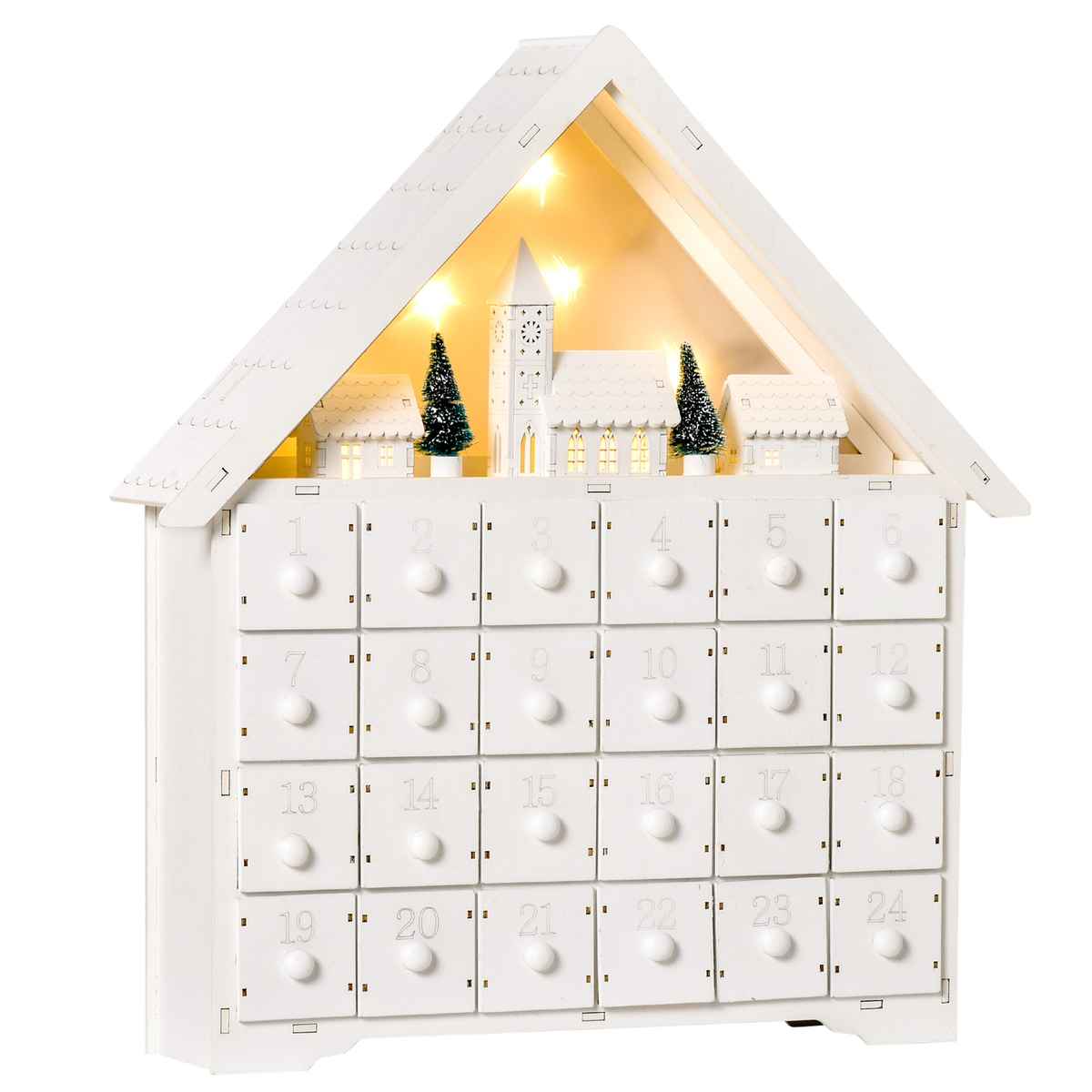 Aosom Adventes kalendārs Homcom 39x9x42cm, balts