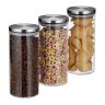 Komplektā 3 caurspīdīgi konteineri beztaras produktiem 22x9,5cm, 1,3L., sudraba krāsā