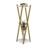 Подставка для цветов с 2 полками 99x29x29см., золотой/белый