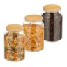 Komplektā 3 caurspīdīgi konteineri beztaras produktiem 18x12cm, 1,5L, gaiši brūns
