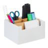 Rakstāminstrumentu organizators 9,5x18x15 cm., balts/gaiši brūns