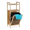 Vannas istabas plaukts ar veļas grozu 95x40x30cm, gaiši brūns/melns