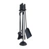 4 kamīna instrumentu komplekts un statīvs 58x16x16cm., melns