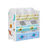 Bērnu istabas plaukts ar 7 nodalījumiem mantu glabāšanai
