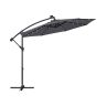 Lietussargs Ø 300 cm ar 32 LED gaismām, darbināms ar saules enerģiju