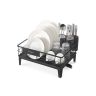 SONGMICS dish dryer, with drip tray and cutlery holder, black, 42 ​​× 18.5 × 31 cm
