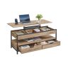 Coffee table VASAGLE LCT252K02, With drawers and open compartment, 50 × 120 cm