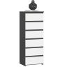 Kumode AKORD CL6, 6 atvilktnes, pelēka/balta, 40 × 109 × 35 cm