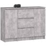 Kumode AKORD K100, 2 durvis, 3 atvilktnes, brūna, 101 × 76 × 35 cm