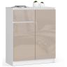 Kumode AKORD K80, 2 durvis, 1 atvilktne, Balta un bēša, 80 × 99 × 40 cm