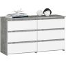 Kumode CL100, ar 6 atvilktnēm, pelēka/balta, 100 × 57 × 35 cm