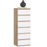 Kumode CL6, 6 atvilktnes, balta/brūna, 40 × 109 × 35 cm