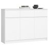 Kumode K140 ar 3 atvilktnēm, balta