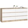 Kumode NORE K160 ar 6 atvilktnēm, ozols/balta