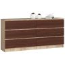 Kumode NORE K160 ar 6 atvilktnēm, ozols/tumši brūna