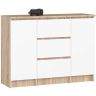 Kumode K100, ar 2 durvīm un 3 atvilktnēm, brūna/balta, 101 × 76 × 35 cm