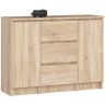 Kumode K100, ar 2 durvīm un 3 atvilktnēm, brūna, 101 × 76 × 35 cm