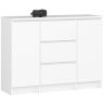 Kumode K100, 2 durvis, 3 atvilktnes, balta, 101 × 76 × 35 cm
