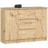 Kumode K100, 2 durvis un 3 atvilktnes, brūna, 101 × 76 × 35 cm