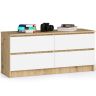 Kumode K120, 4 atvilktnes, balta/brūna, 120 × 55 × 40 cm