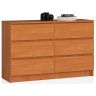 Kumode K120, 6 atvilktnes, brūna, 120 × 77 × 40 cm