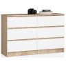 Kumode NORE K120 ar 6 atvilktnēm, ozols/balta
