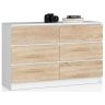 Kumode NORE K120 ar 6 atvilktnēm, ozols/balta