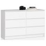 Kumode NORE K120 ar 6 atvilktnēm, balta