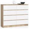 Kumode NORE K120 ar 8 atvilktnēm, ozols/balta