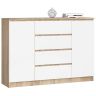 Kumode NORE K140 ar 4 atvilktnēm, ozols/balta