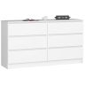 Kumode NORE K140 ar 6 atvilktnēm, balta