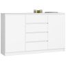 Kumode NORE K160 ar 4 atvilktnēm, balta