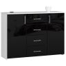 Kumode K45, 4 atvilktnes un 2 durvis, balta/melna, 110 × 80 × 35 cm