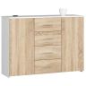 Kumode K45, 4 atvilktnes un 2 durvis, balta, 110 × 80 × 35 cm