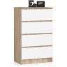 Kumode NORE K60 ar 4 atvilktnēm, ozols/balta