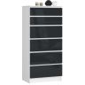 Kumode K60, 6 atvilktnes, balta/pelēka, 60 × 130 × 40 cm