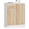 Kumode K80, 2 durvis un 1 atvilktne, balta/brūna, 80 × 99 × 40 cm