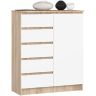 Kumode K80 AkordV2, 5 atvilktnes, brūna/balta, 80 × 97 × 35 cm