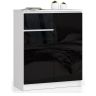 Kumode K80 CLP, 1 atvilktne, 2 durvis, balta/melna, 80 × 99 × 40 cm
