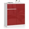 Kumode K80 CLP, 2 durvis un 1 atvilktne, balta/sarkana, 80 × 99 × 40 cm