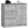 Kumode K80 JERRY, 1 durvis, 3 atvilktnes, Pelēka, 80 × 77 × 35 cm