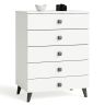 Kumode MOBI K05, 5 atvilktnes, balta/melna, 60 × 89 × 37 cm