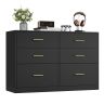 VASAGLE CUSTOS Chest of Drawers, 6 Drawers, Black, 40 × 78 × 119 cm
