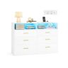 VASAGLE CUSTOS chest of drawers, with LED lighting, White, 40 × 81.2 × 119 cm