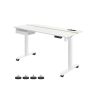 Augstumā regulējams elektriskais rakstāmgalds 60 x 140 cm ar rozetēm un USB portiem, balts