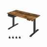 Augstumā regulējams elektriskais rakstāmgalds 60 x 140 cm ar rozetēm un USB portiem, brūns - melns