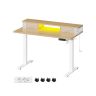 Elektriski augstumā regulējams rakstāmgalds ar apgaismojumu 60x120x120 cm, balts/gaiši brūns