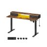 Elektriski augstumā regulējams rakstāmgalds ar apgaismojumu 60x140x120cm, brūns/melns