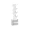 VASAGLE Custos tree-shaped bookshelf, 2 open shelves, White, 20.3 × 123.2 × 38 cm